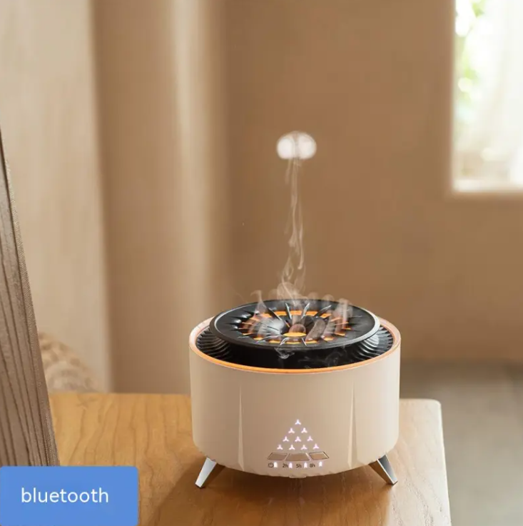 Flame Glow Aroma Diffuser — White Noise Humidifier with Flame Effect