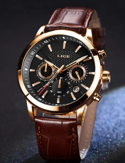 Men's Sport Quartz Watch — 45mm Mineral Glass, 8 Colour Options
