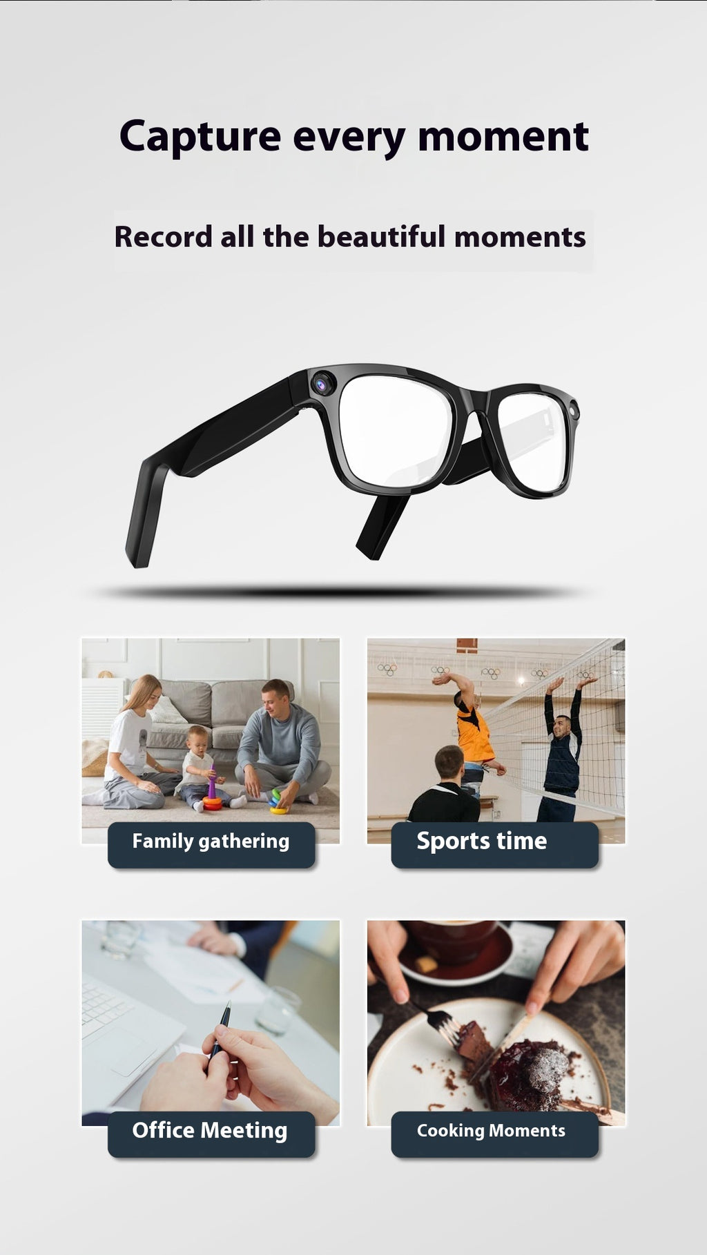 AI Camera Smart Glasses — HD Video, Voice Calls & Translation