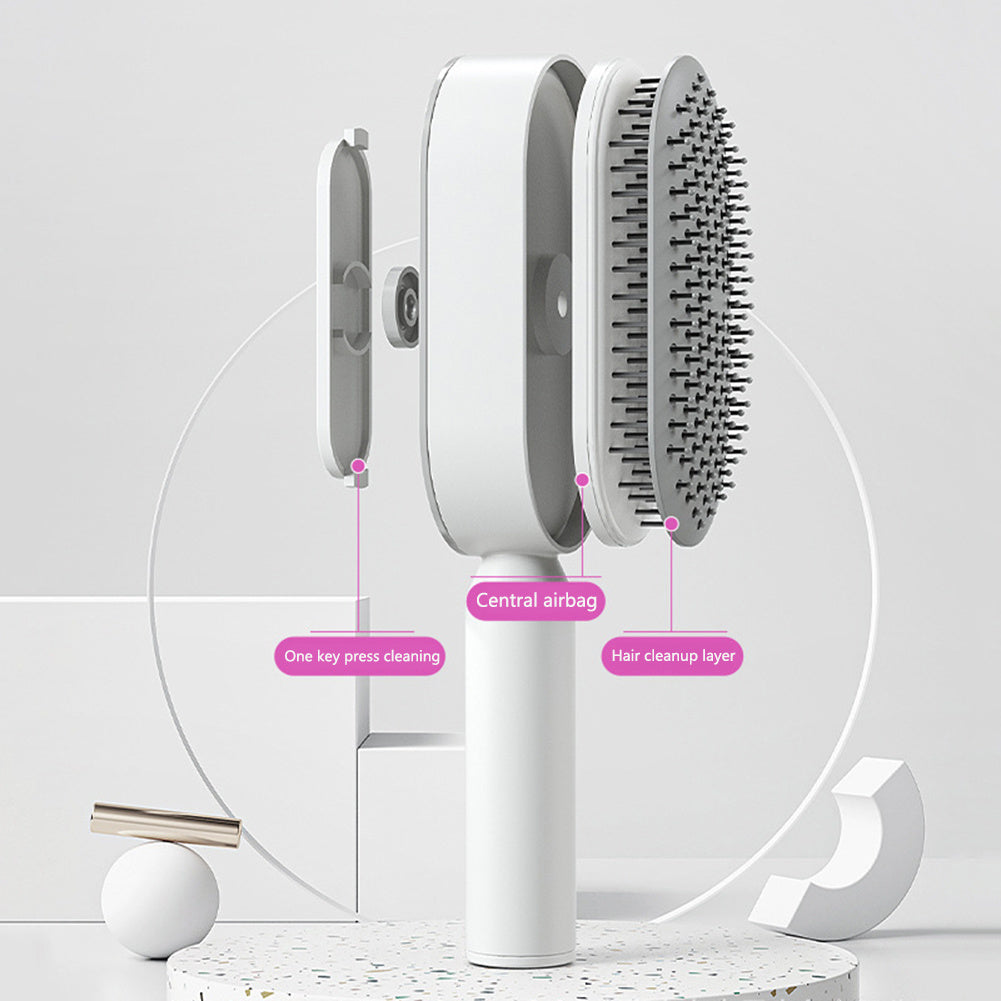 Self-Cleaning Hair Brush — Airbag Massage, Anti-Static | For All Hair Types