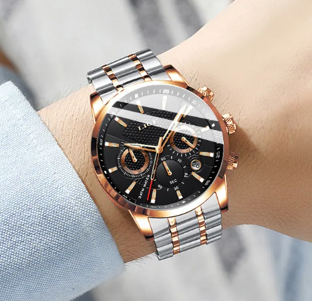 Men's Sport Quartz Watch — 45mm Mineral Glass, 8 Colour Options