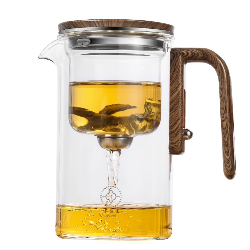 BrewEase Glass Tea Pot — Magnetic Filter & Wooden Handle
