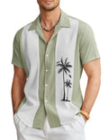 COOFANDY Vintage Bowling Shirt — Cuban Collar, Retro 1950s Style