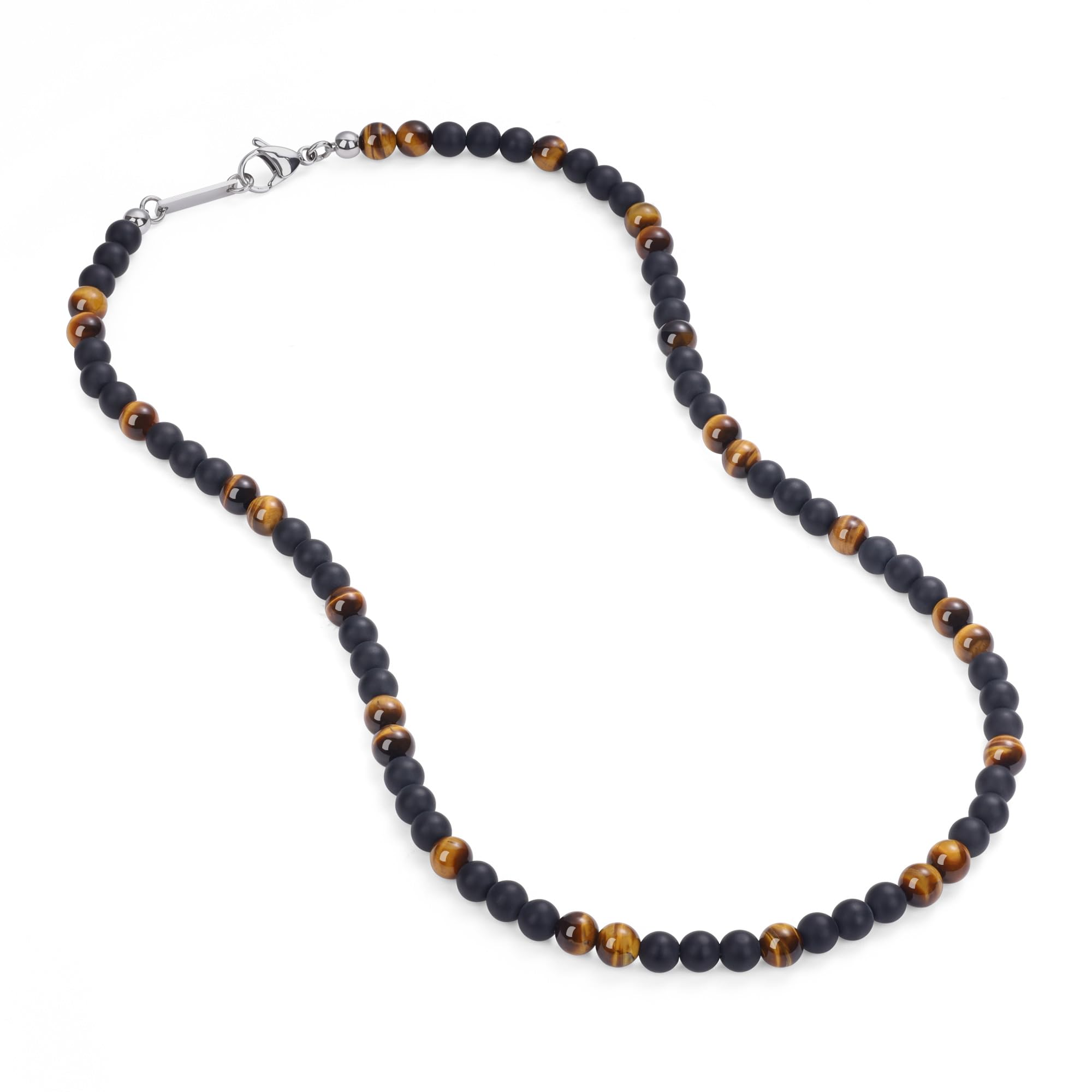 GAVU Matte Onyx & Tiger Eye Beaded Necklace — Men’s Crystal Necklace