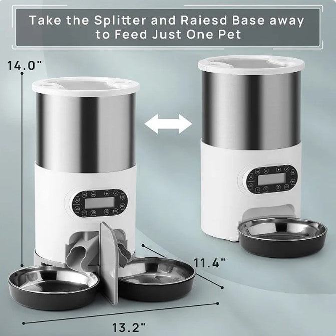 Automatic Pet Feeder — Dual Meal Dispenser with Voice Recording