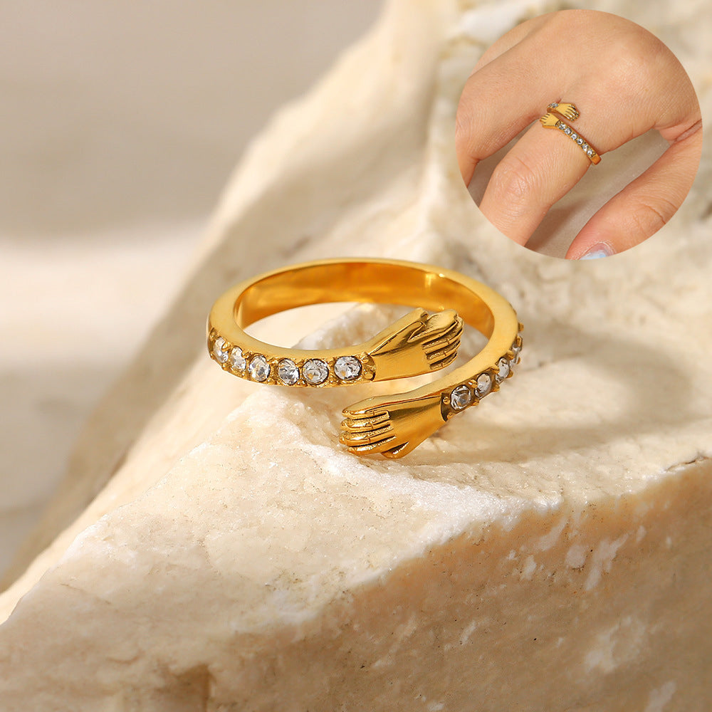 Amaryllis Adjustable Ring — Geometric Alloy with Electroplated Finish