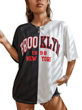 SOLY HUX Oversized Letter Graphic Tee — Casual Summer Top, Black & White