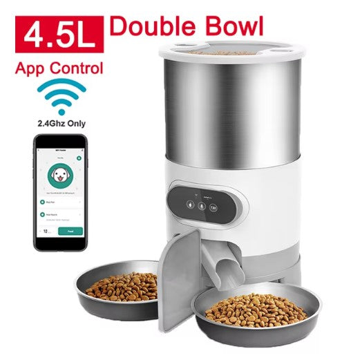 Automatic Pet Feeder — Dual Meal Dispenser with Voice Recording