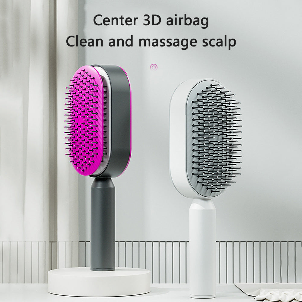 Self-Cleaning Hair Brush — Airbag Massage, Anti-Static | For All Hair Types