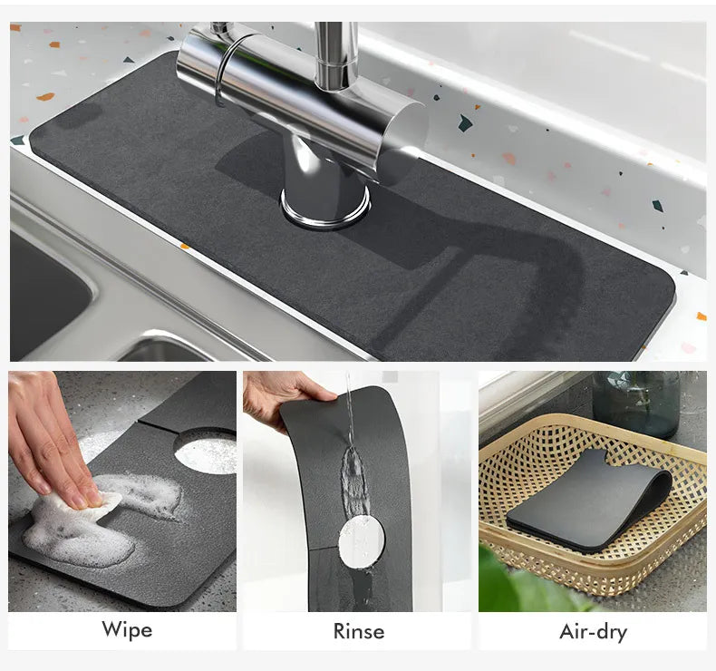 Diatomite Faucet Absorbent Pad — Anti-Slip, Quick-Dry Sink Mat
