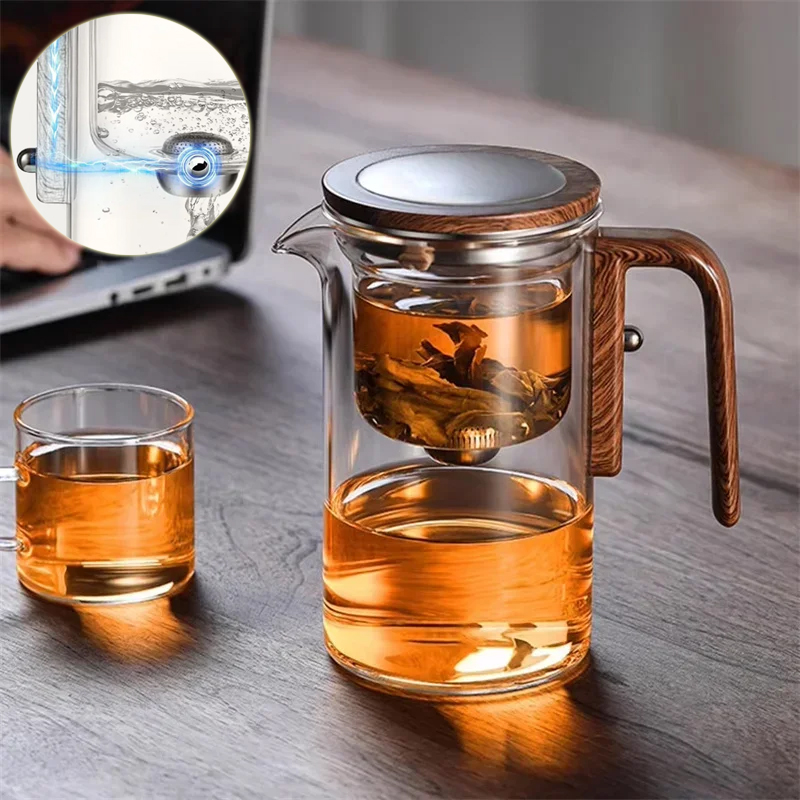 BrewEase Glass Tea Pot — Magnetic Filter & Wooden Handle