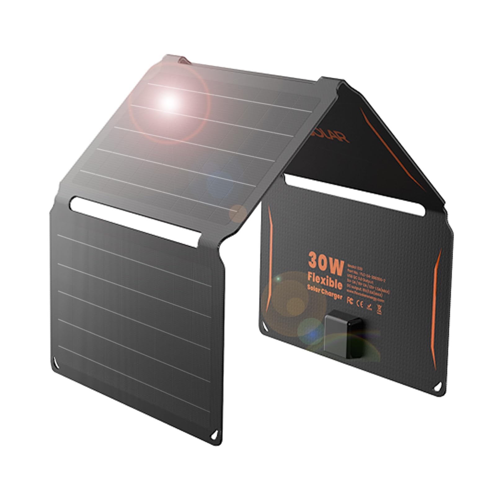 FlexSolar 30W Portable Solar Panel Charger — USB-A & USB-C, IP67 Waterproof