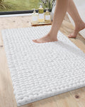 DEXI Chenille Bath Mat — Super Absorbent, Non-Slip, Machine Washable | 24×36″ White