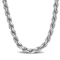 Mens Rope Chain Necklace - 3MM - Unisex Design - cadenas de plata para hombres 925 italianas - Rhodium Plated 925 Sterling Silver Yellow Gold Plated Sterling Silver - Classic Link Necklace (Rope - Rhodium - 3MM - 18")