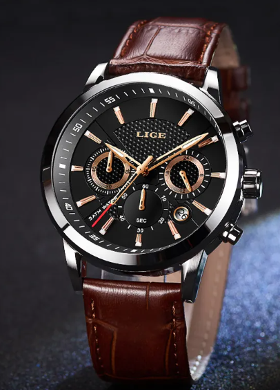 Men's Sport Quartz Watch — 45mm Mineral Glass, 8 Colour Options