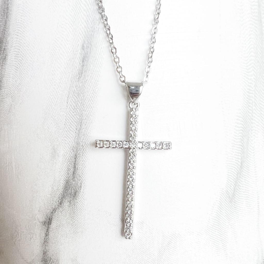 Lord Cross Necklace — Stainless Steel with Cubic Zirconia