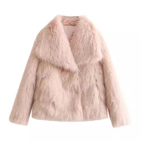 Women's Thickened Plush Lapel Coat — Warm Winter Outwear, 8 Colours