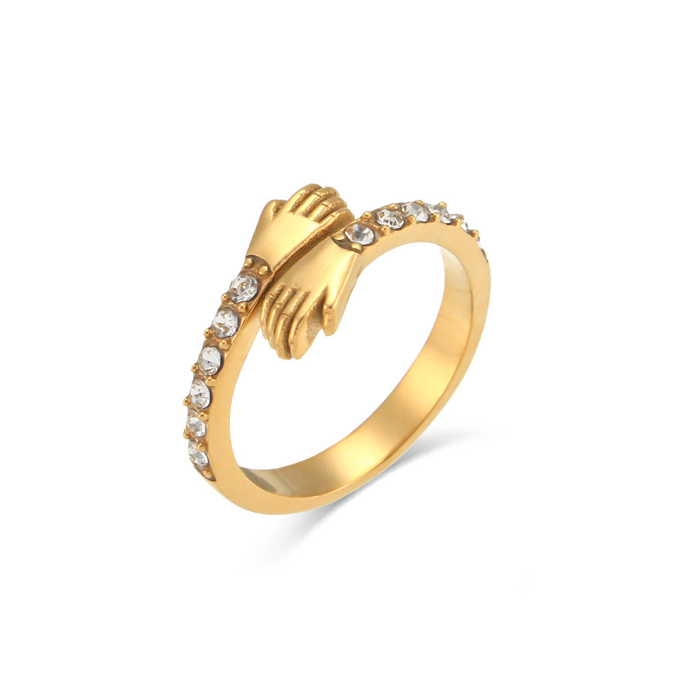 Amaryllis Adjustable Ring — Geometric Alloy with Electroplated Finish