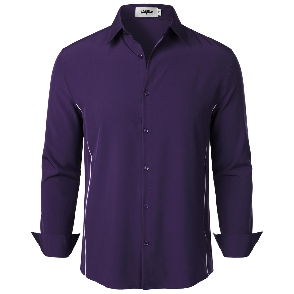 Men's Slim Fit Stretch Dress Shirt — Dark Purple, Formal & Evening