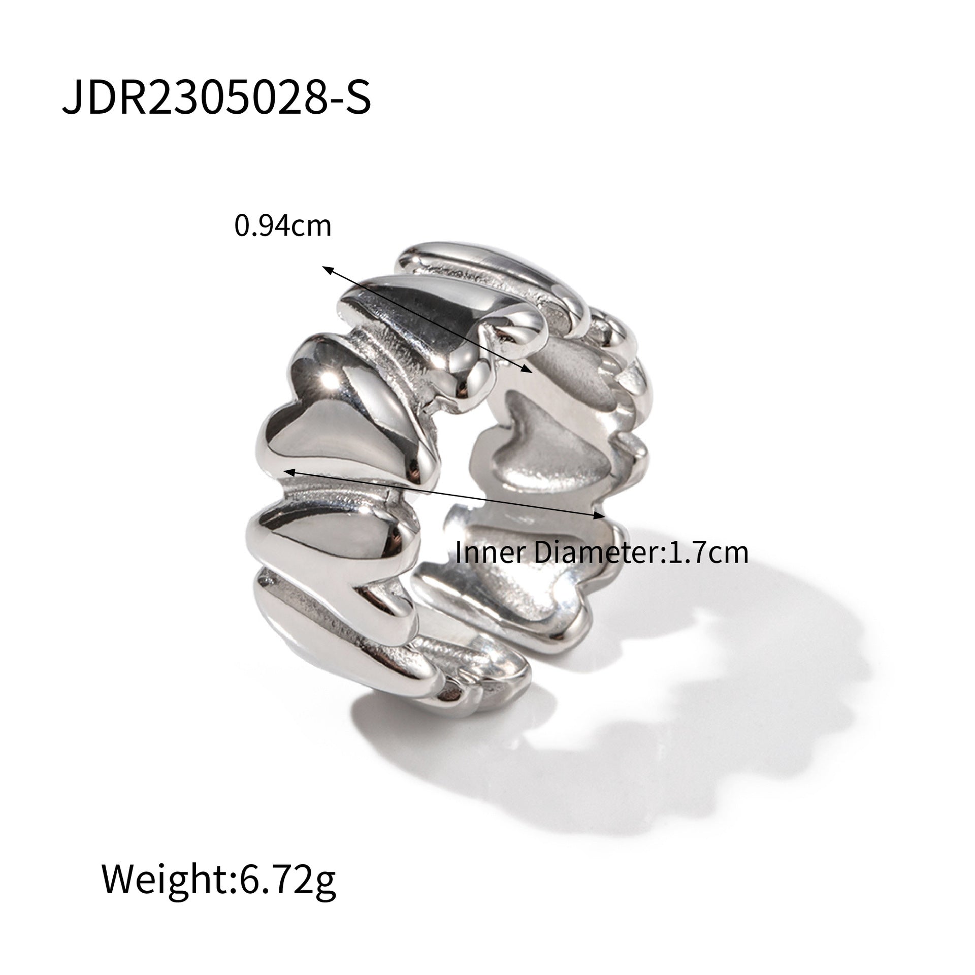 Elena Heart Geometric Ring — Stainless Steel, Electroplated