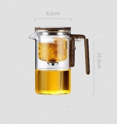 BrewEase Glass Tea Pot — Magnetic Filter & Wooden Handle
