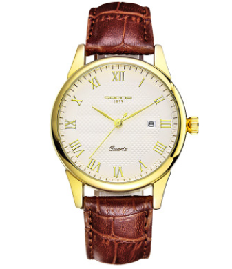 Fashionable Waterproof Couple Watches with Leather Strap