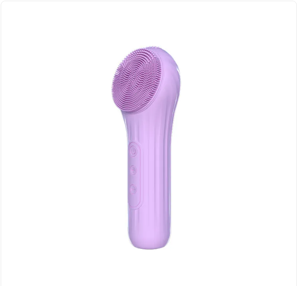Electric Silicone Face Cleansing Brush — Ultrasonic Vibration & Warm Compress