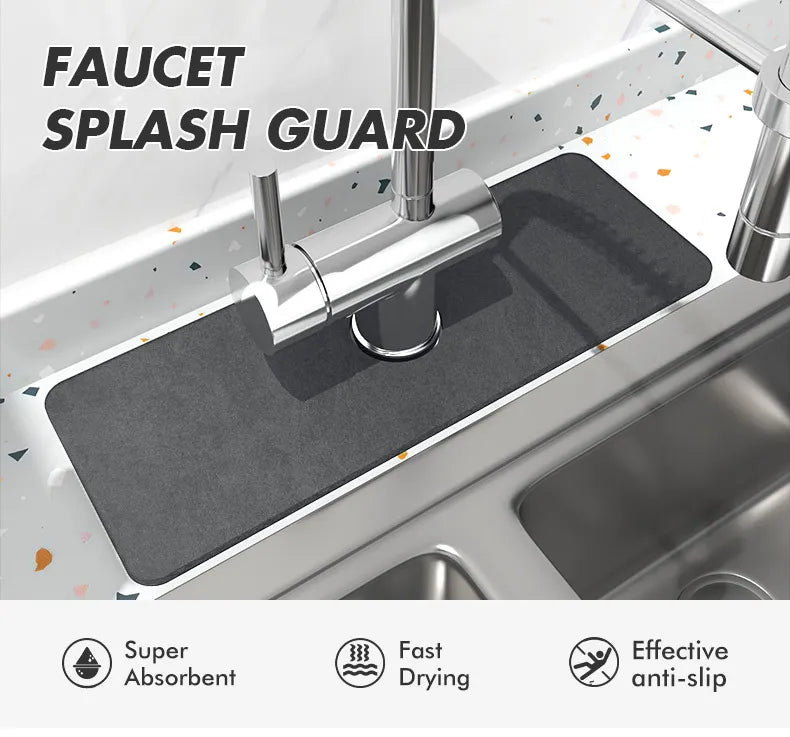 Diatomite Faucet Absorbent Pad — Anti-Slip, Quick-Dry Sink Mat