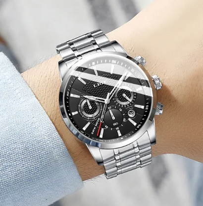 Men's Sport Quartz Watch — 45mm Mineral Glass, 8 Colour Options