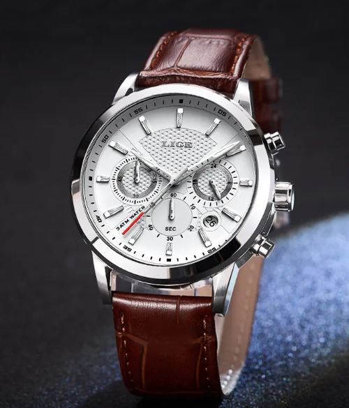 Men's Sport Quartz Watch — 45mm Mineral Glass, 8 Colour Options