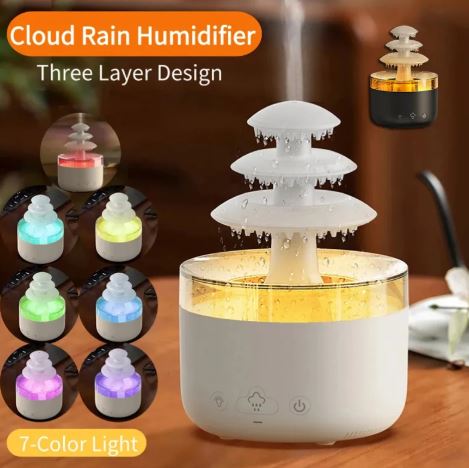 Cloud Rain Air Humidifier — 2-in-1 Diffuser with White Noise & Mood Light