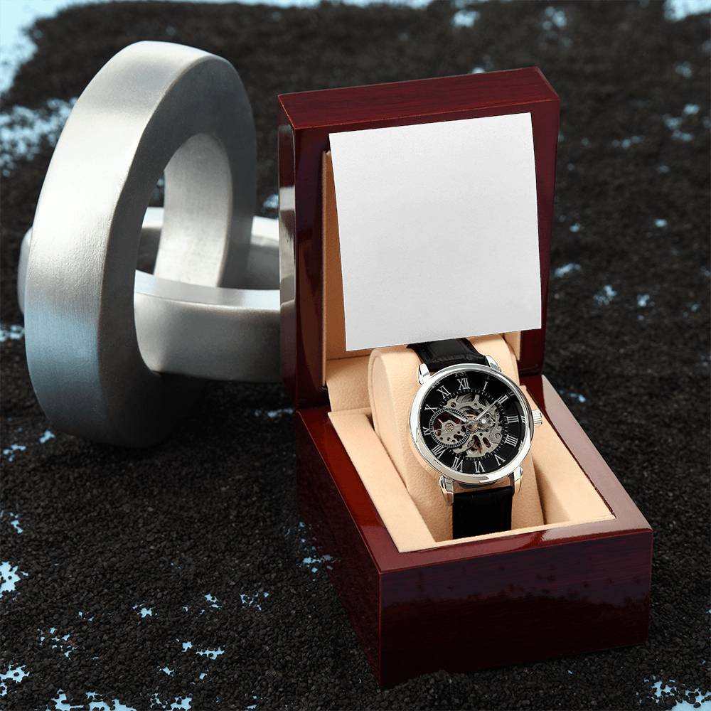 Men's Openwork Automatic Watch — Genuine Leather Strap, 3 ATM