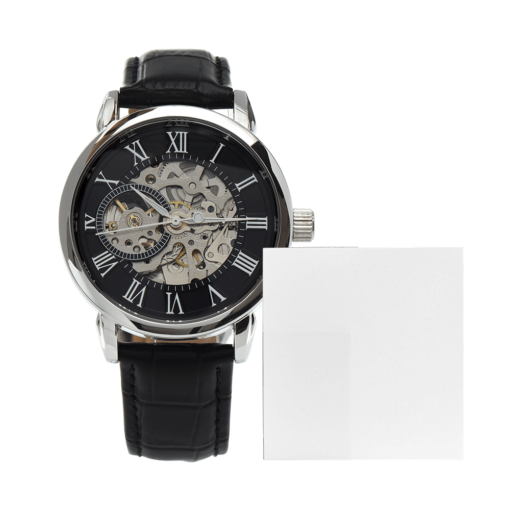 Men's Openwork Automatic Watch — Genuine Leather Strap, 3 ATM