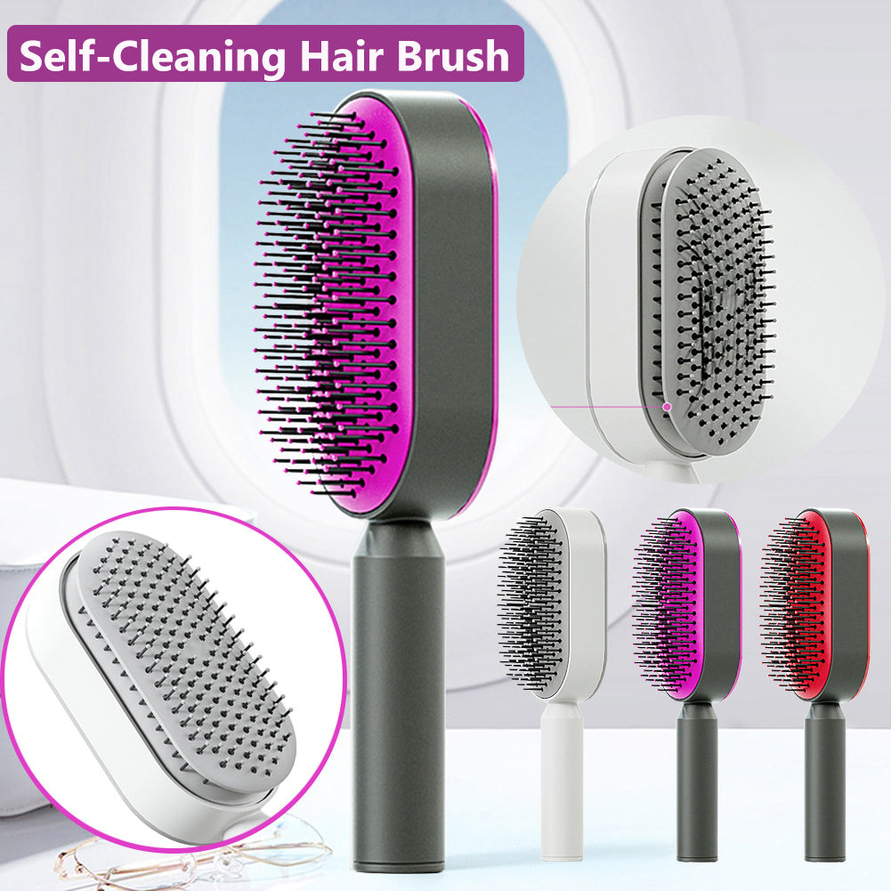Self-Cleaning Hair Brush — Airbag Massage, Anti-Static | For All Hair Types