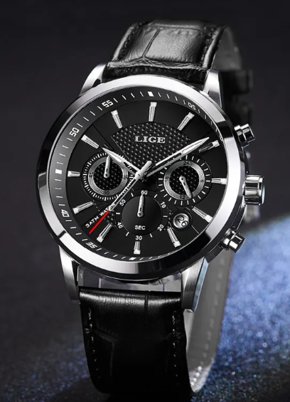 Men's Sport Quartz Watch — 45mm Mineral Glass, 8 Colour Options