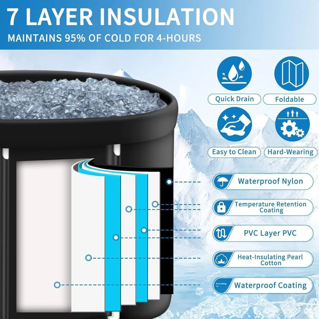 Portable Ice Bath Tub — Foldable Multi-Layer Insulation for Recovery