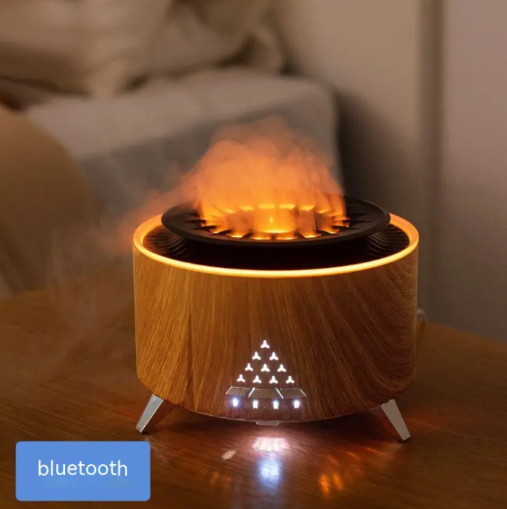 Flame Glow Aroma Diffuser — White Noise Humidifier with Flame Effect