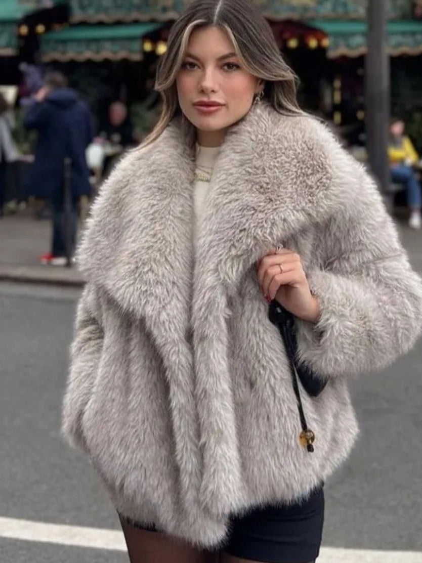 Women's Thickened Plush Lapel Coat — Warm Winter Outwear, 8 Colours