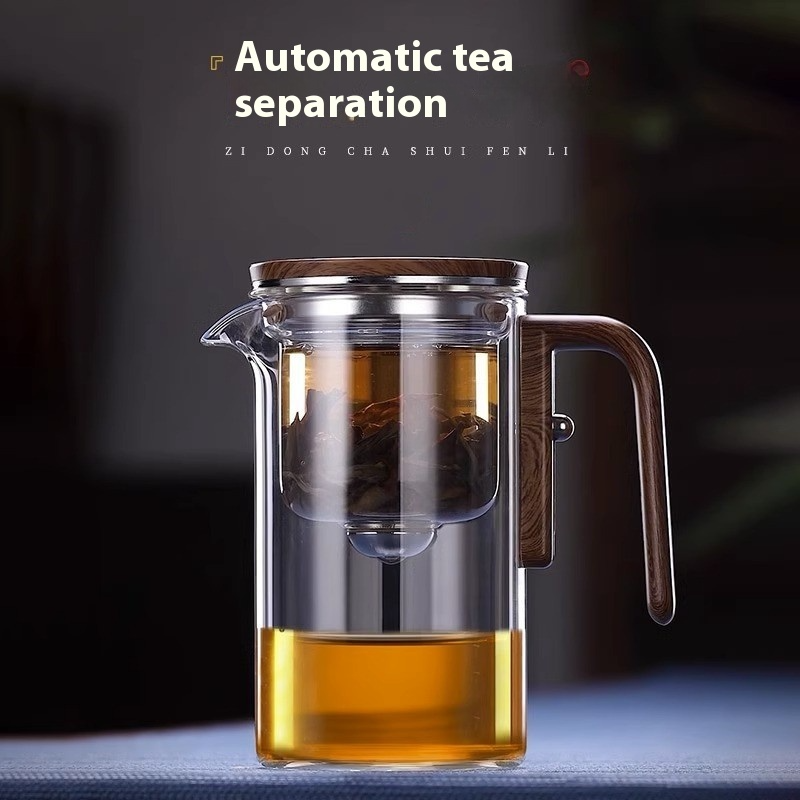 BrewEase Glass Tea Pot — Magnetic Filter & Wooden Handle