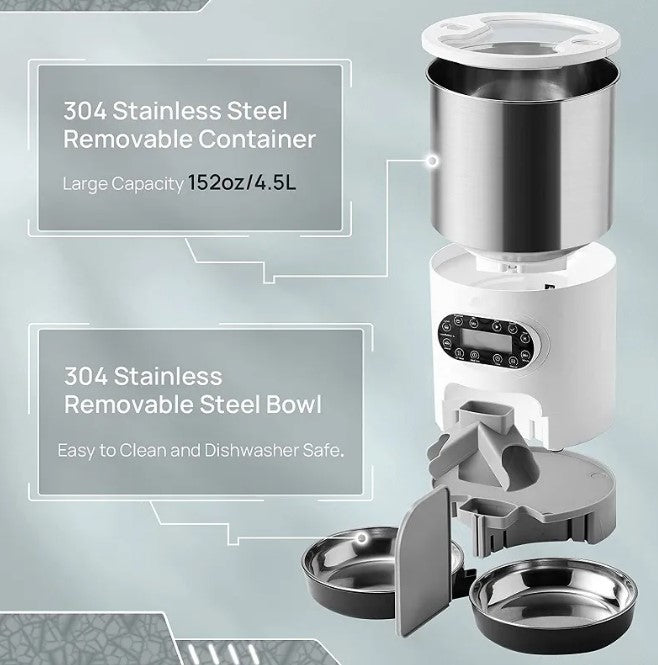 Automatic Pet Feeder — Dual Meal Dispenser with Voice Recording