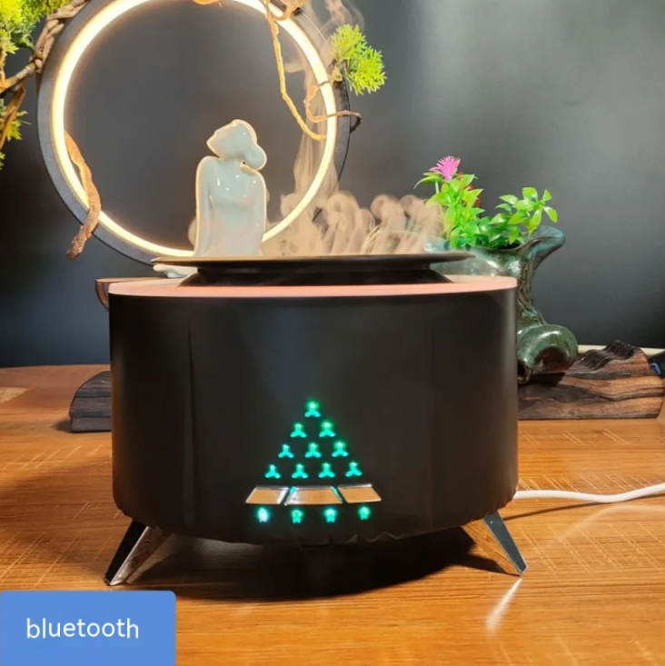 Flame Glow Aroma Diffuser — White Noise Humidifier with Flame Effect