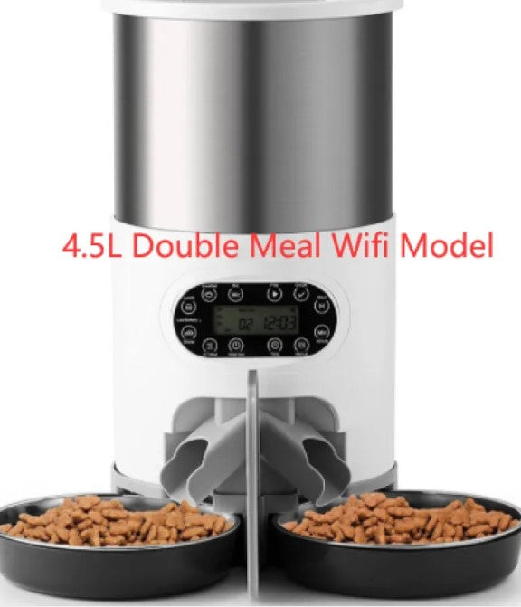 Automatic Pet Feeder — Dual Meal Dispenser with Voice Recording