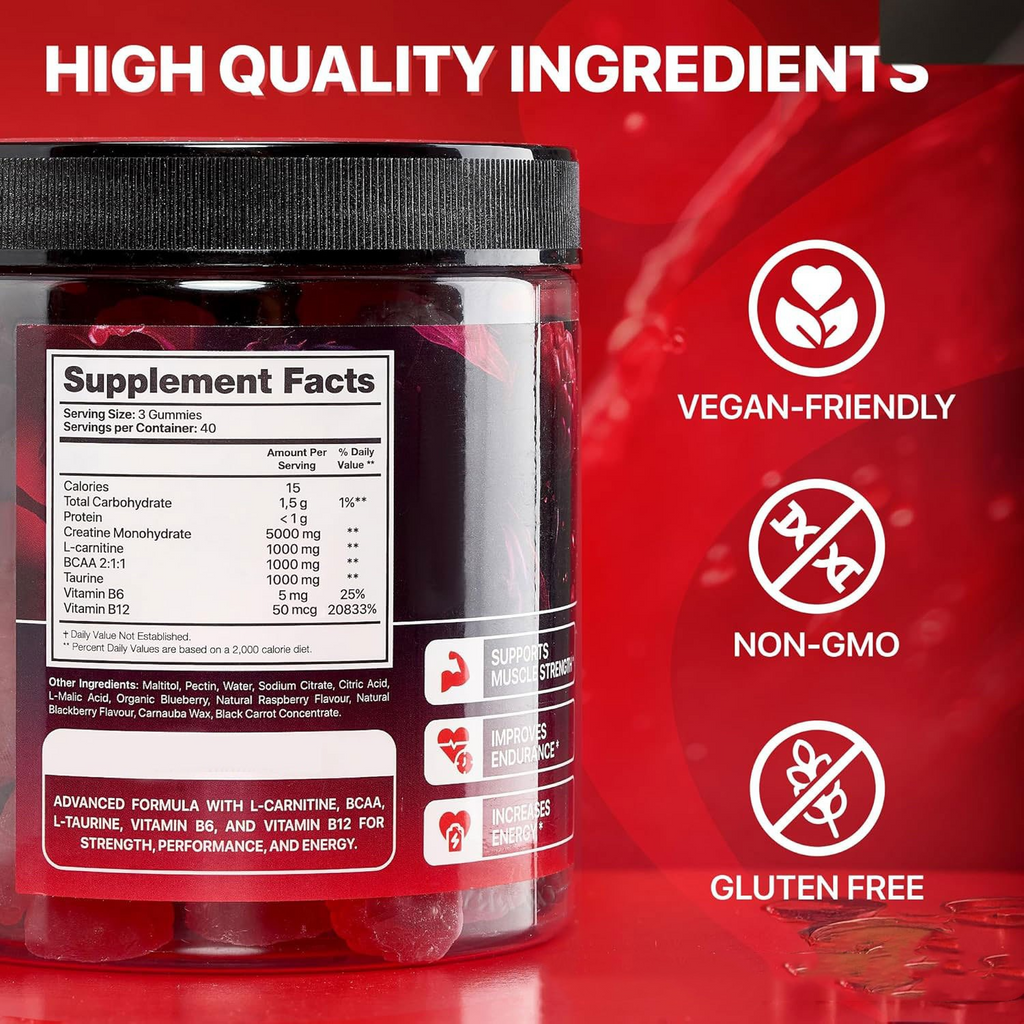 Muscle Boost Creatine Gummies — Energy, Endurance & Recovery, 120 Pieces