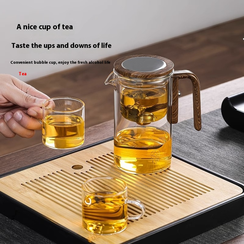 BrewEase Glass Tea Pot — Magnetic Filter & Wooden Handle