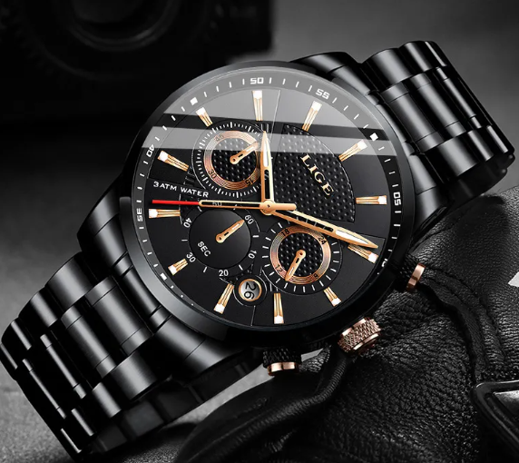 Men's Sport Quartz Watch — 45mm Mineral Glass, 8 Colour Options