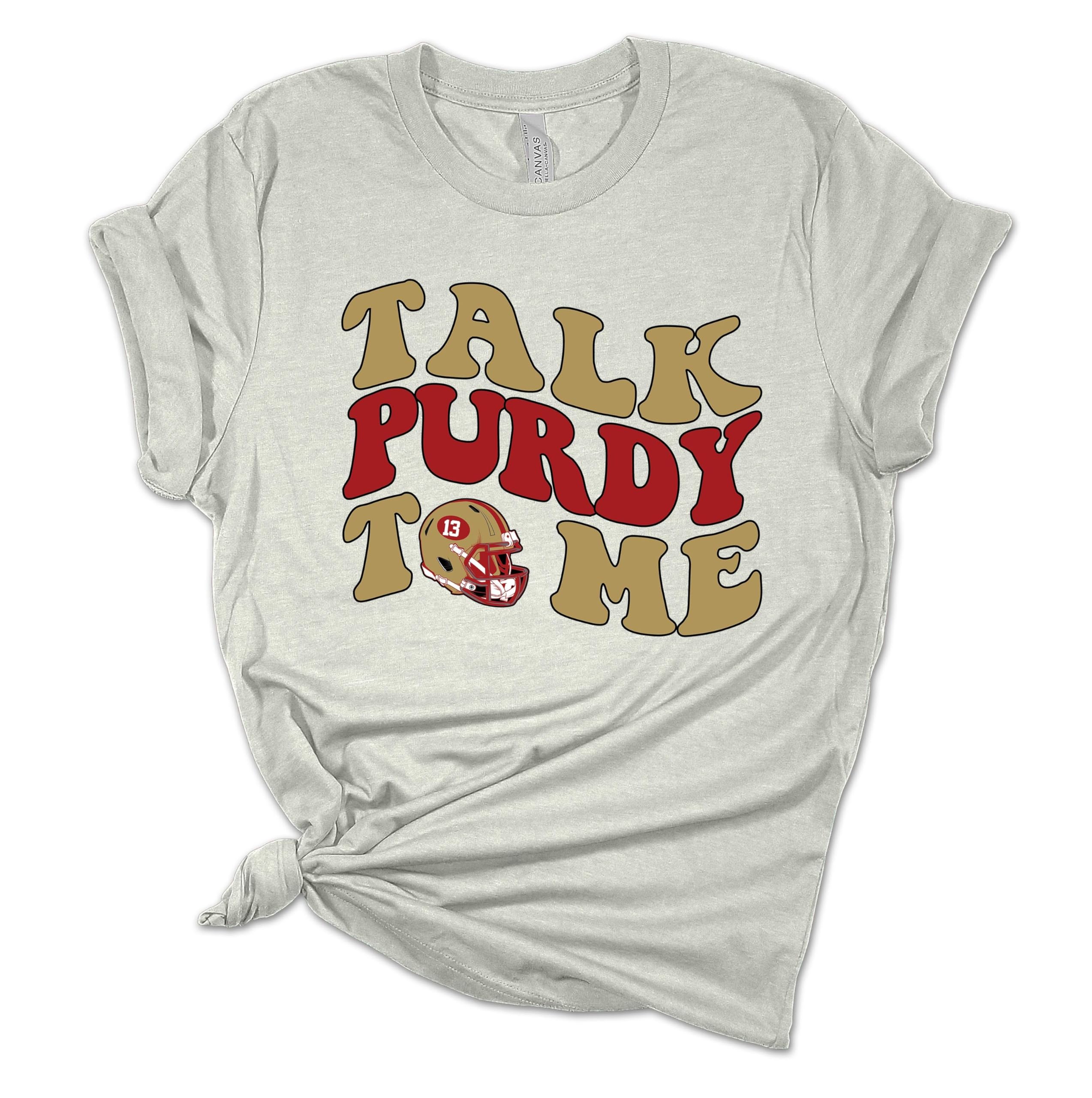 Womens Purdy Tshirt Talk Purdy to Me Retro Football Short Sleeve T-Shirt-Athletic Heather-5xl