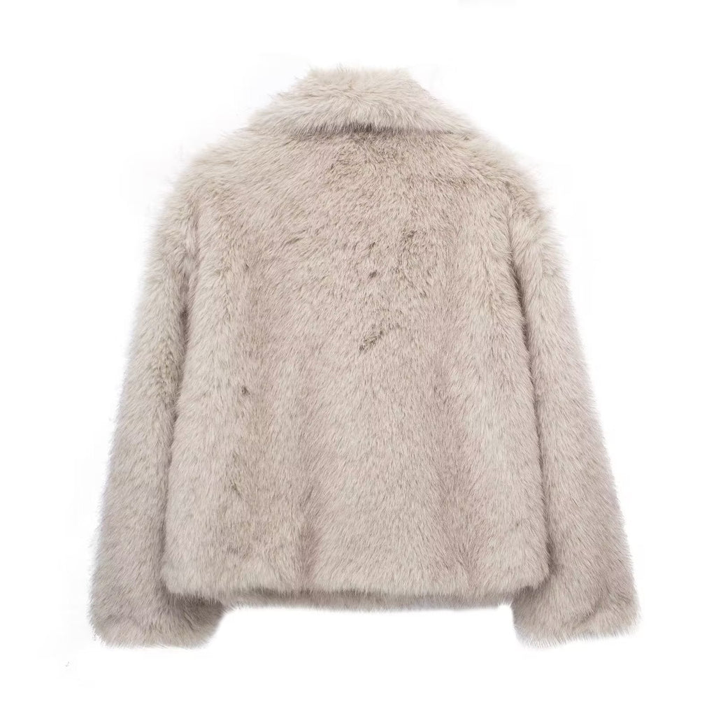 Women's Thickened Plush Lapel Coat — Warm Winter Outwear, 8 Colours