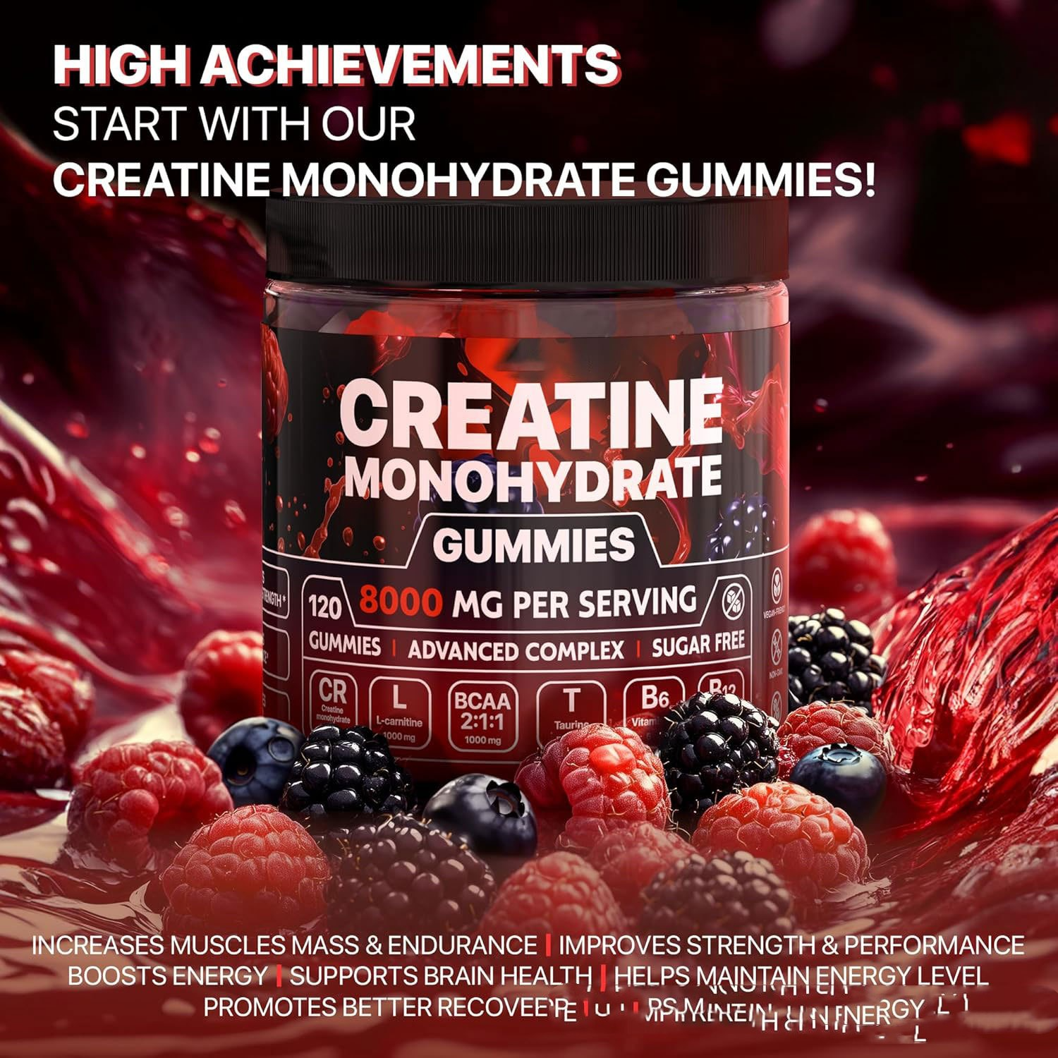 Muscle Boost Creatine Gummies — Energy, Endurance & Recovery, 120 Pieces
