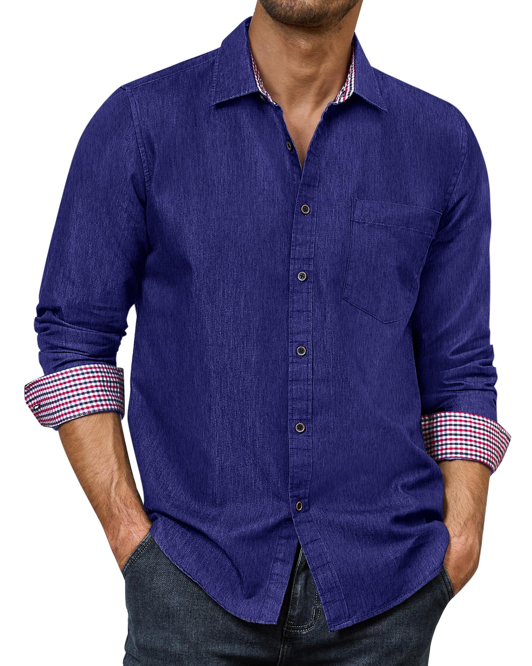Alimens & Gentle Men's Denim Shirt — Organic Cotton, Long Sleeve